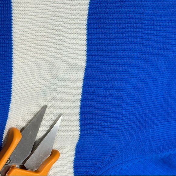 Lello Sweater Men’s Blue Off White Striped Organic Cotton Sweater V-Neck XXL - Picture 7 of 10